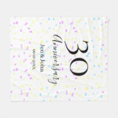 ブルーピンクイエロー水玉模様30周年記念 フリースブランケット (正面(横))