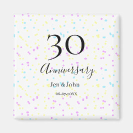 ブルーピンクイエロー水玉模様30周年記念 マグネット