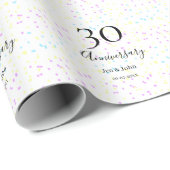 ブルーピンクイエロー水玉模様30周年記念 ラッピングペーパー (ロールコーナー)