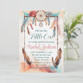 ブルーピンクウォーターカラードリームキャッチャー赤ちゃんシャワーアイディア 招待状 (スタンド正面)