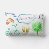 ブルーピンクエッフェルタワーパリウォーターカラーアート ランバークッション (裏面)