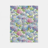 ブルーピンクエレガントアジサイの開花フローラ フリースブランケット (正面)