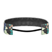 ブルーピンクエレガントオレンジ色の花ブラックフローラ アスレチックヘッドバンド (裏面)