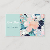 ブルーピンクエレガントミント花水彩フローラ 名刺 (正面)