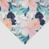 ブルーピンクエレガントミント花水彩フローラ 薄葉紙 (詳細)