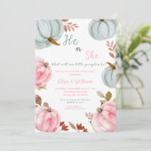 ブルーピンクカボチャ秋ジェンダーリビール招待状 招待状 (スタンド正面)