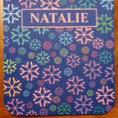 ブルーピンクカラフル色の名前の上の雪の結晶パターン マウスパッド