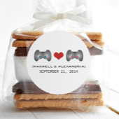 ブルーピンクキュートゲーマー結婚式用シール ラウンドシール