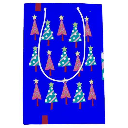 ブルーピンククリスマスツリー抱き枕 ミディアムペーパーバッグ (正面)