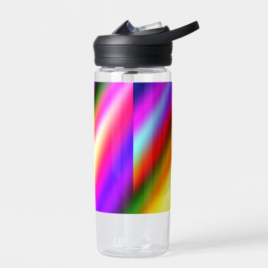 ブルーピンクグラデーションの水色抽象芸術パステル虹 ウォーターボトル (左面)