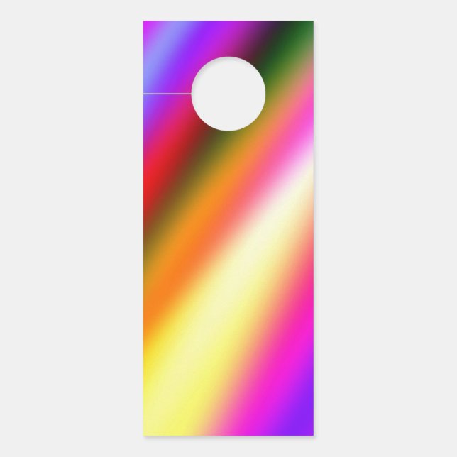 ブルーピンクグラデーションの水色抽象芸術パステル虹 ドアノブサイン (正面)