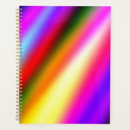 ブルーピンクグラデーションの水色抽象芸術パステル虹 プランナー手帳 (正面)