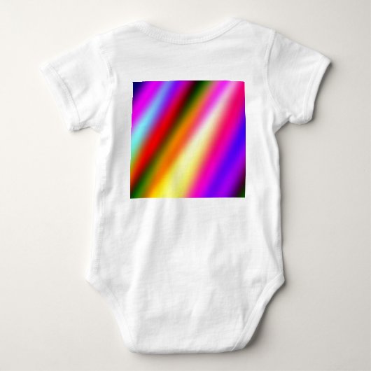 ブルーピンクグラデーションの水色抽象芸術パステル虹 ベビーボディスーツ (裏面)