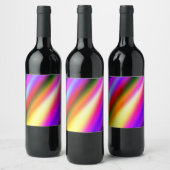 ブルーピンクグラデーションの水色抽象芸術パステル虹 ワインラベル (ボトル)