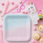 ブルーピンクグラデーションの赤男女兼用ちゃんシャワー ペーパープレート (パーティー)