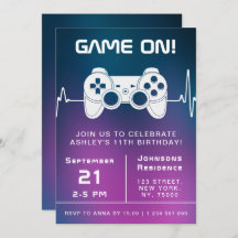 ブルーピンクグラデーションビデオゲーマーゲーマーゲーミングキッド誕生日