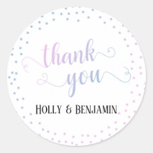 ブルーピンクグラデーション紙吹雪タイポグラフィありがとう