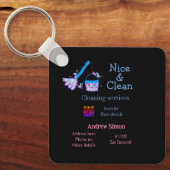 ブルーピンクグリッタークリーンモップ追加アドレスq r b キーホルダー (正面)