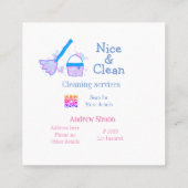 ブルーピンクグリッタークリーンモップ追加アドレスq r b スクエア名刺 (裏面)