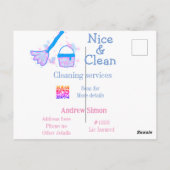 ブルーピンクグリッタークリーンモップ追加アドレスq r b ポストカード (裏面)