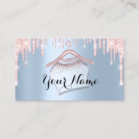 ブルーピンクグリッタークローゼットハンガーブティックVIP 名刺 (正面)