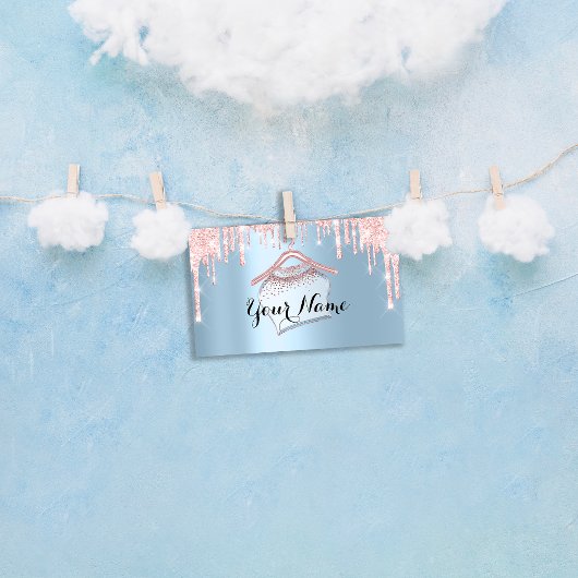 ブルーピンクグリッタークローゼットハンガーブティックVIP 名刺