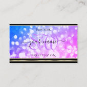 ブルーピンクグリッターブラックアンドゴールデン縁どイニシャル 名刺 (正面)