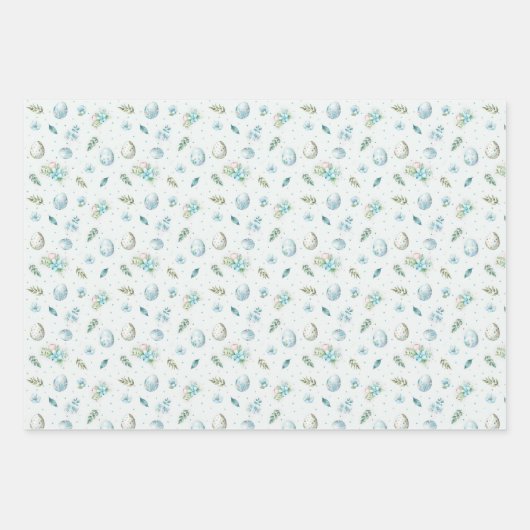 ブルーピンクグリーンイースター卵ストライプのドットかわいいデザイン ラッピングペーパーシート (正面)