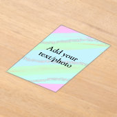 ブルーピンクグリーングリッタースパークルパステル名p アクリル招待状 (レイダウン)