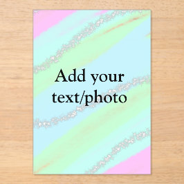 ブルーピンクグリーングリッタースパークルパステル名p アクリル招待状