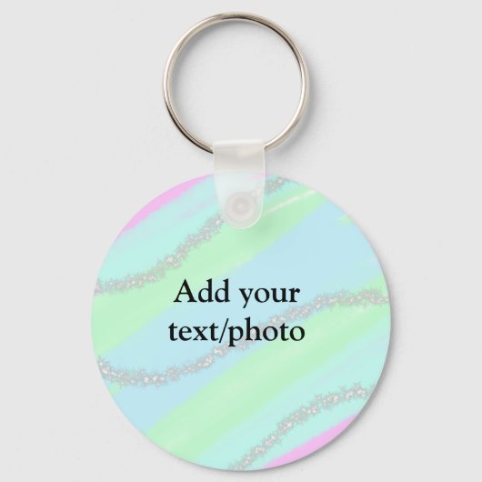 ブルーピンクグリーングリッタースパークルパステル名p キーホルダー (正面)