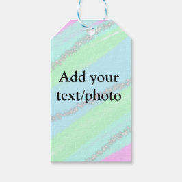 ブルーピンクグリーングリッタースパークルパステル名p ギフトタグ