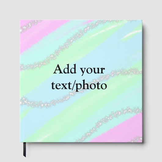 ブルーピンクグリーングリッタースパークルパステル名p ゲストブック (正面)