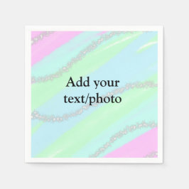 ブルーピンクグリーングリッタースパークルパステル名p スタンダードカクテルナプキン