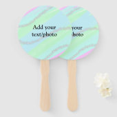 ブルーピンクグリーングリッタースパークルパステル名p ハンドファン (正面&裏面)