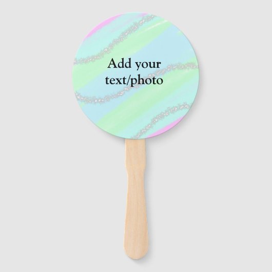 ブルーピンクグリーングリッタースパークルパステル名p ハンドファン (正面)