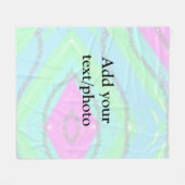 ブルーピンクグリーングリッタースパークルパステル名p フリースブランケット (正面(横))