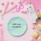 ブルーピンクグリーングリッタースパークルパステル名p ペーパープレート (パーティー)