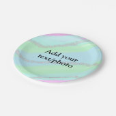 ブルーピンクグリーングリッタースパークルパステル名p ペーパープレート (アングル)