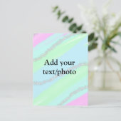 ブルーピンクグリーングリッタースパークルパステル名p ポストカード (スタンド正面)