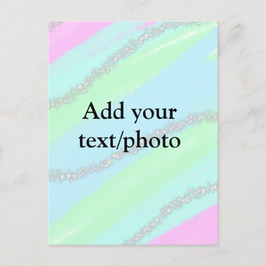 ブルーピンクグリーングリッタースパークルパステル名p ポストカード (正面)