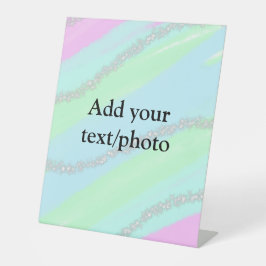 ブルーピンクグリーングリッタースパークルパステル名p 台座サイン