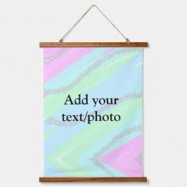 ブルーピンクグリーングリッタースパークルパステル名p 吊り下げ型タペストリー