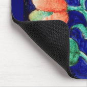 ブルーピンクグリーンフローラ様式化ファンタジー花 マウスパッド (コーナー)