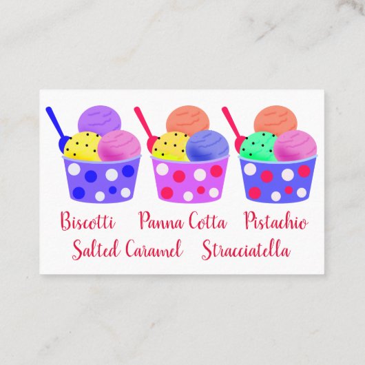 ブルーピンクグリーンレッドアイスクリームジェラート 名刺 (裏面)