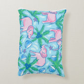 ブルーピンクグリーン名門私立校風のゾウ アクセントクッション (裏面(縦))