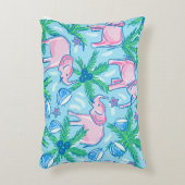 ブルーピンクグリーン名門私立校風のゾウ アクセントクッション (正面(垂直))