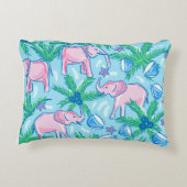ブルーピンクグリーン名門私立校風のゾウ アクセントクッション (裏面)