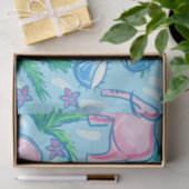 ブルーピンクグリーン名門私立校風のゾウ 薄葉紙 (ギフト)