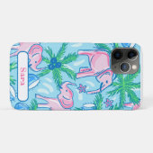 ブルーピンクグリーン名門私立校風のゾウ Case-Mate iPhoneケース (裏面(横))